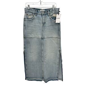 NWT RE/DONE Mid Rise Split Denim Skirt Ripped Tide Maxi Size 27